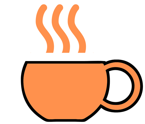 Orange cup with orange steam coming out of it