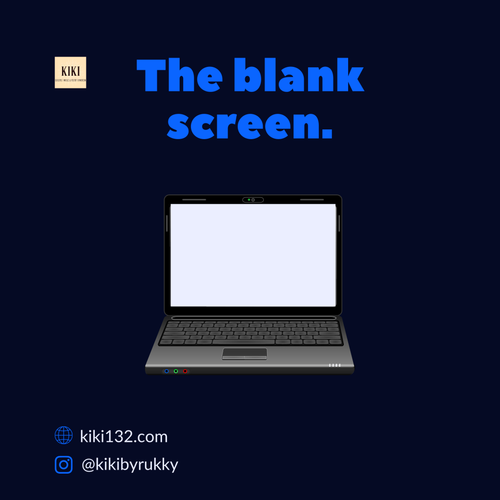 A laptop showing a blank screen