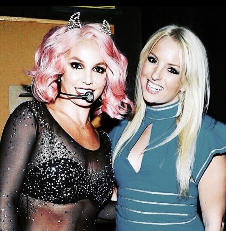 Celebrity impersonator, Michaela Weeks, pictured next to Britney Spears
